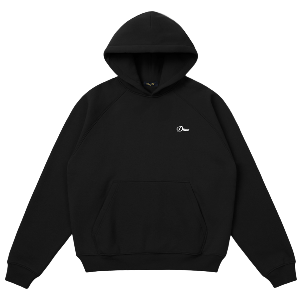 Cursive Small Logo Hoodie - Black - Town City