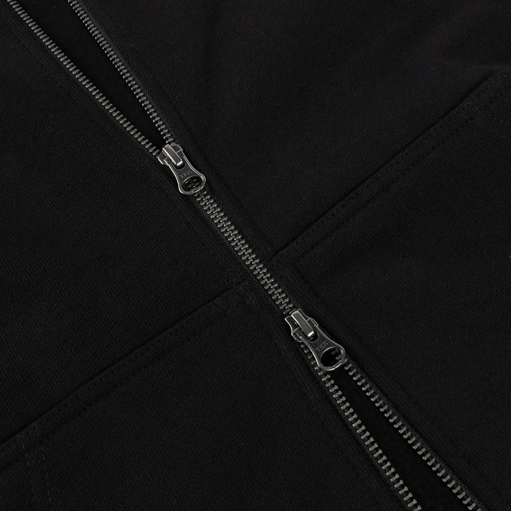 Cursive Small Logo Zip Hoodie - Black - Town City