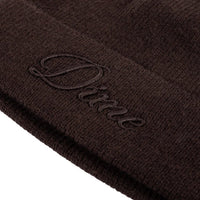 Cursive Wool Fold Beanie - Dark Brown - Town City