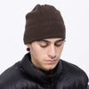 Cursive Wool Fold Beanie - Dark Brown - Town City