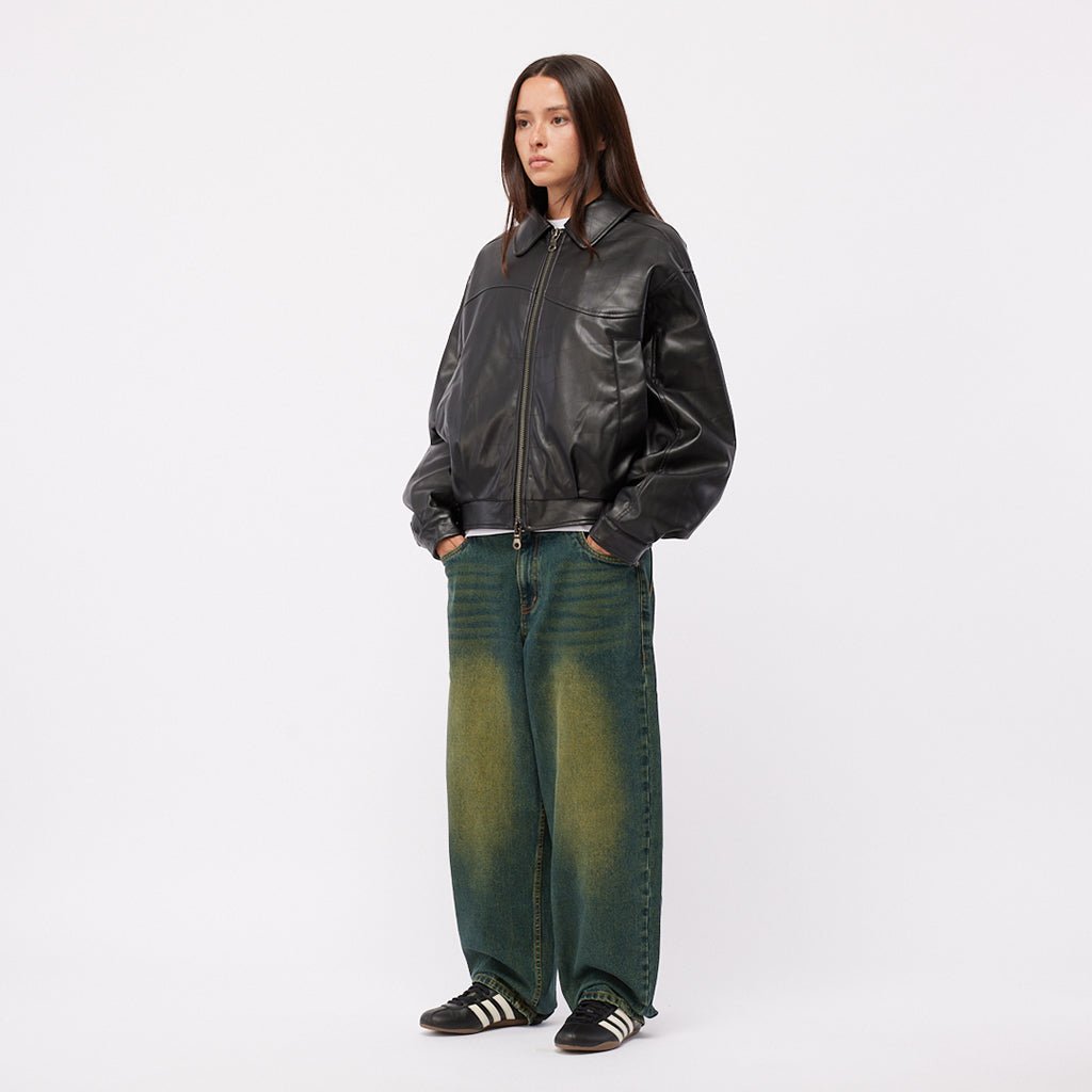 Debossed Wavy Jacket - Black - Town City