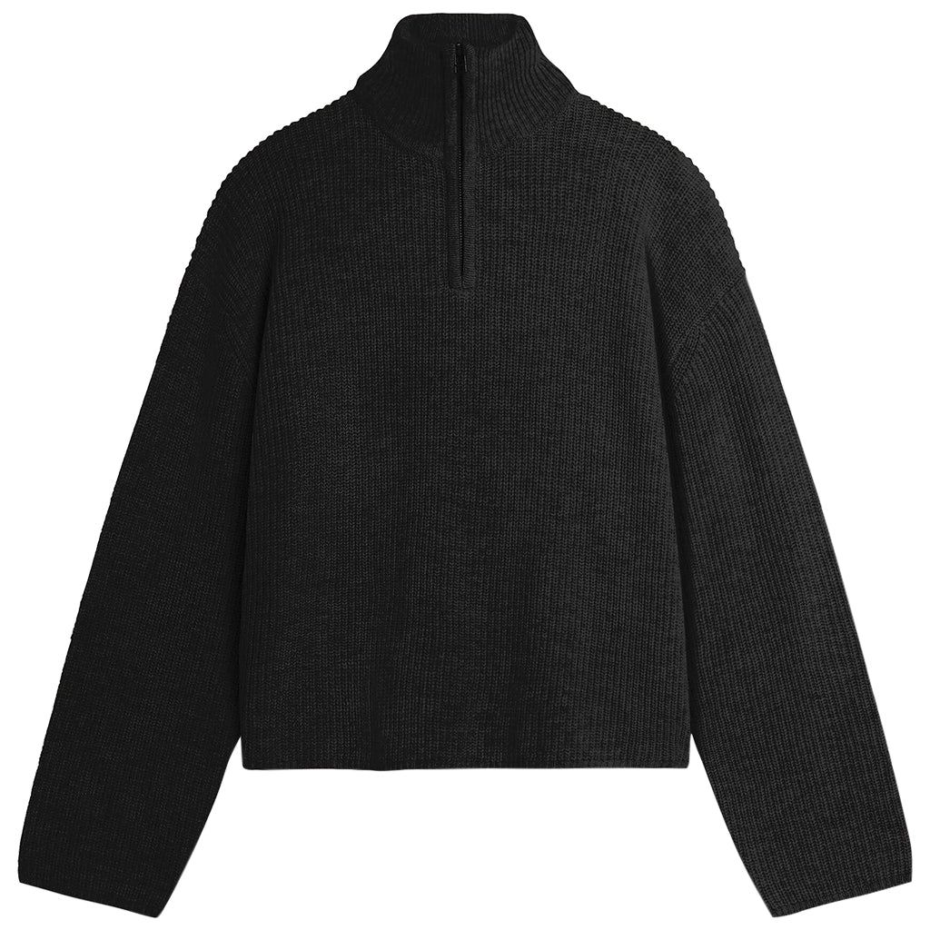 Fang Half Zip Knit - Black - Town City
