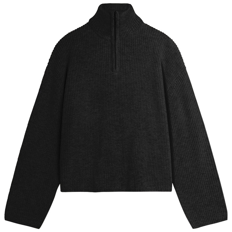 Fang Half Zip Knit - Black - Town City