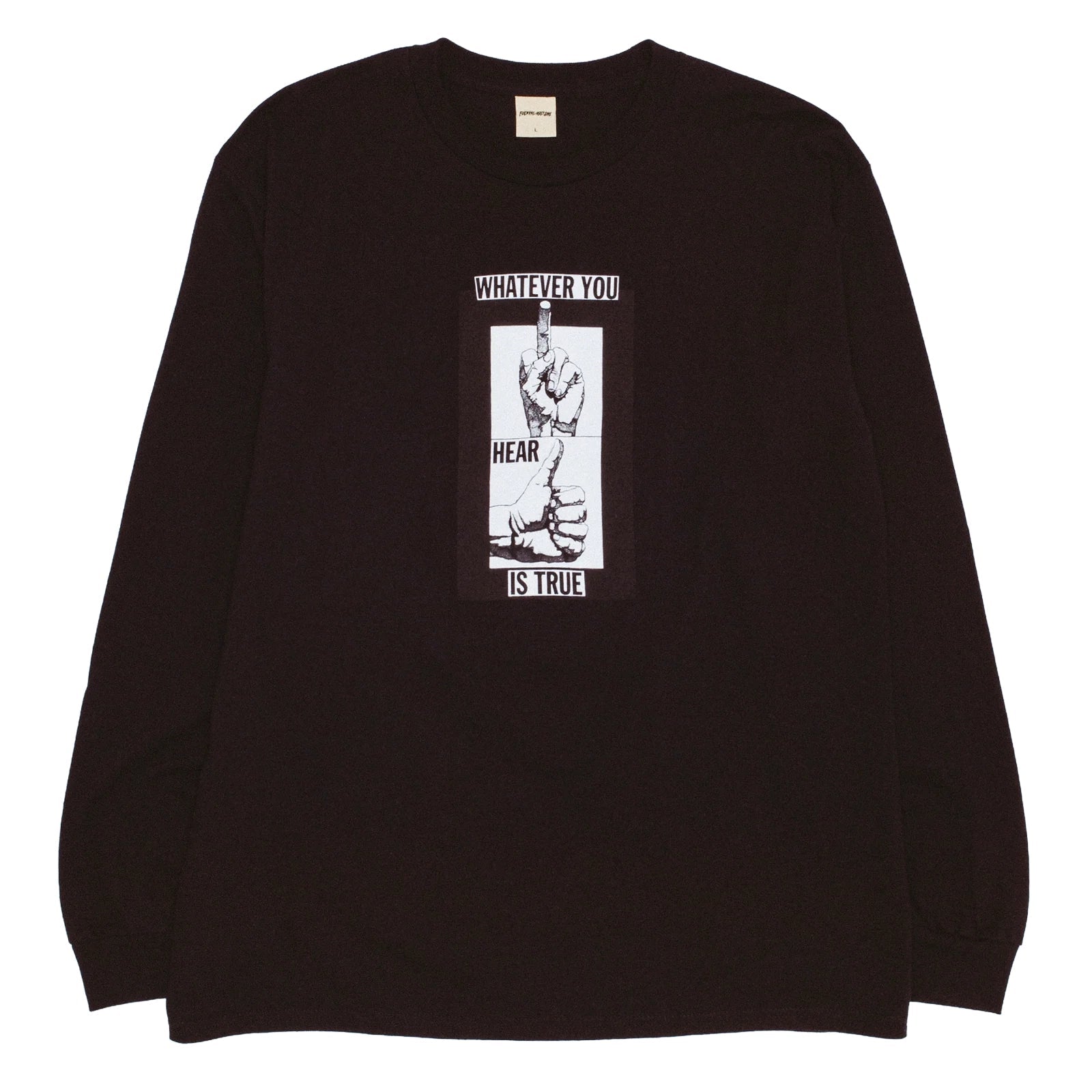 Fingers Up Long Sleeve Tee - Black - Town City