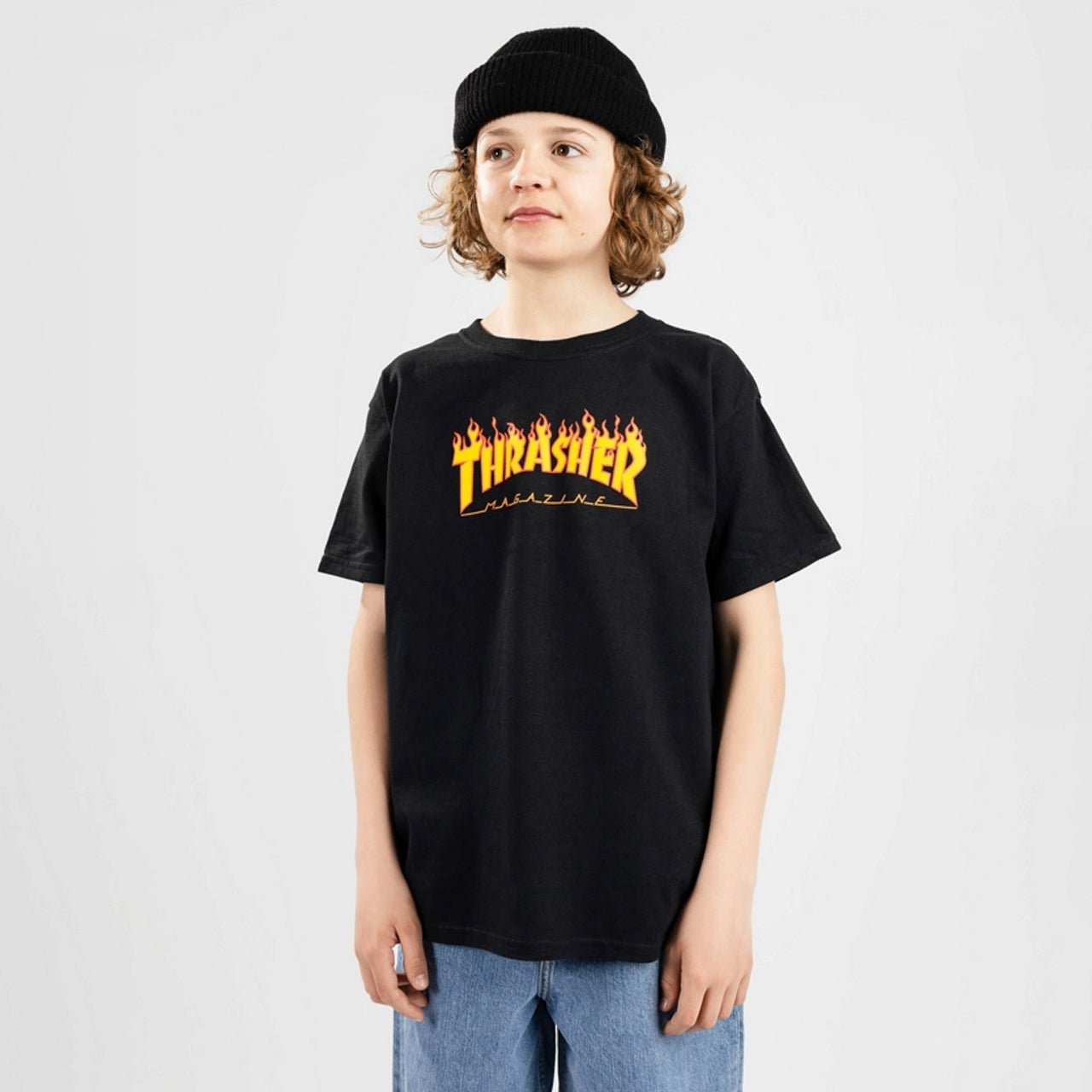 Flame Logo Youth T-Shirt - Black - Town City