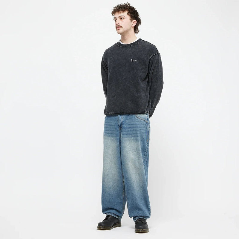 French Terry Crewneck - Faded Black - Town City