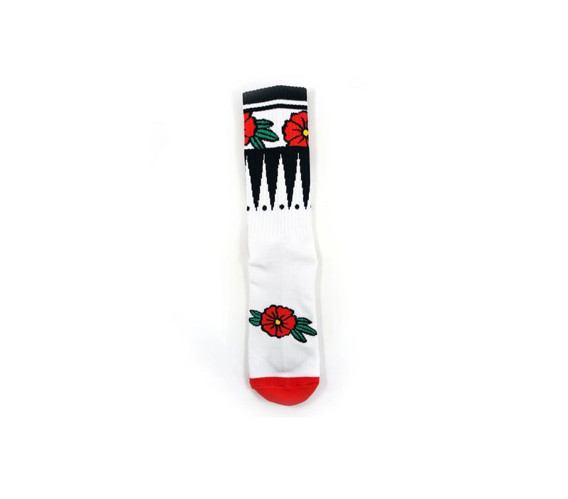 Geometric Flower White Socks - Town City