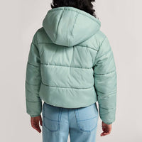 Hillgate Cropped Puffer Jacket - Grey Olive Green - Town City