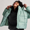 Hillgate Cropped Puffer Jacket - Grey Olive Green - Town City