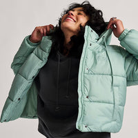 Hillgate Cropped Puffer Jacket - Grey Olive Green - Town City