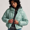 Hillgate Cropped Puffer Jacket - Grey Olive Green - Town City