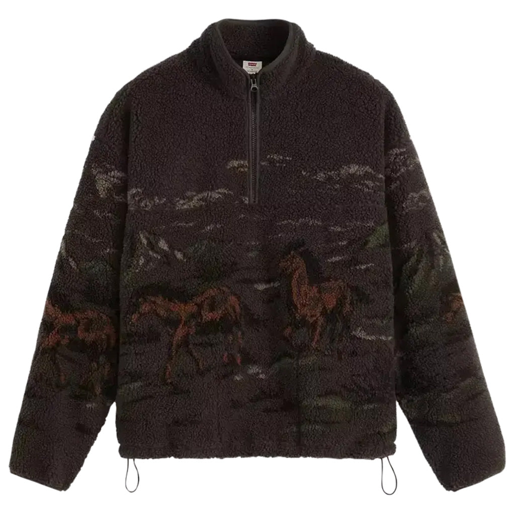 IDYLLWILD Sherpa Popover Jacket - Running Horse Lands Black - Town City