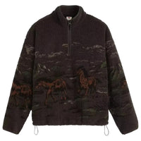IDYLLWILD Sherpa Popover Jacket - Running Horse Lands Black - Town City