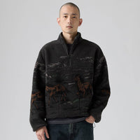 IDYLLWILD Sherpa Popover Jacket - Running Horse Lands Black - Town City