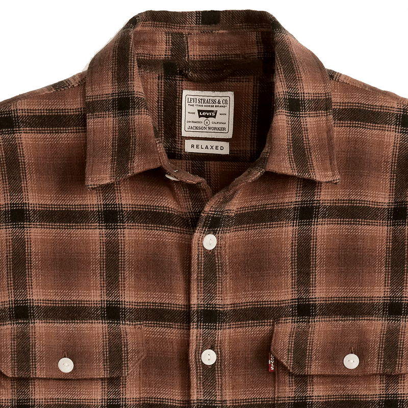 Jackson Worker Flannel Overshirt - James Plaid Chocolate Fon - Town City