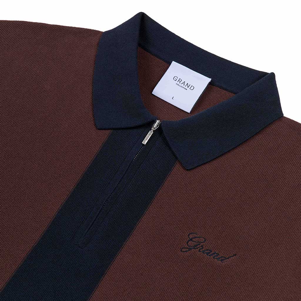 Knit Quarter Zip - Espresso/Navy - Town City