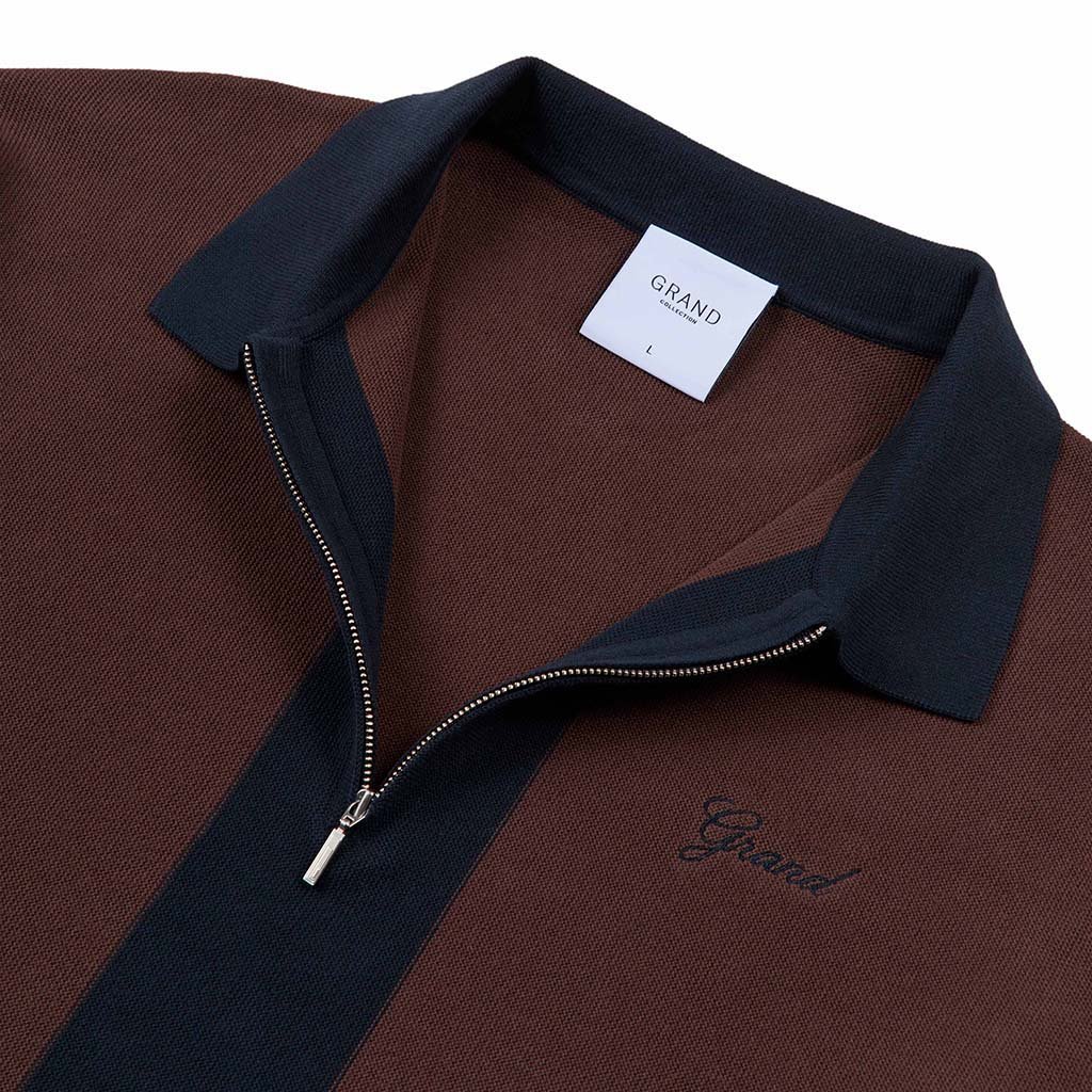 Knit Quarter Zip - Espresso/Navy - Town City