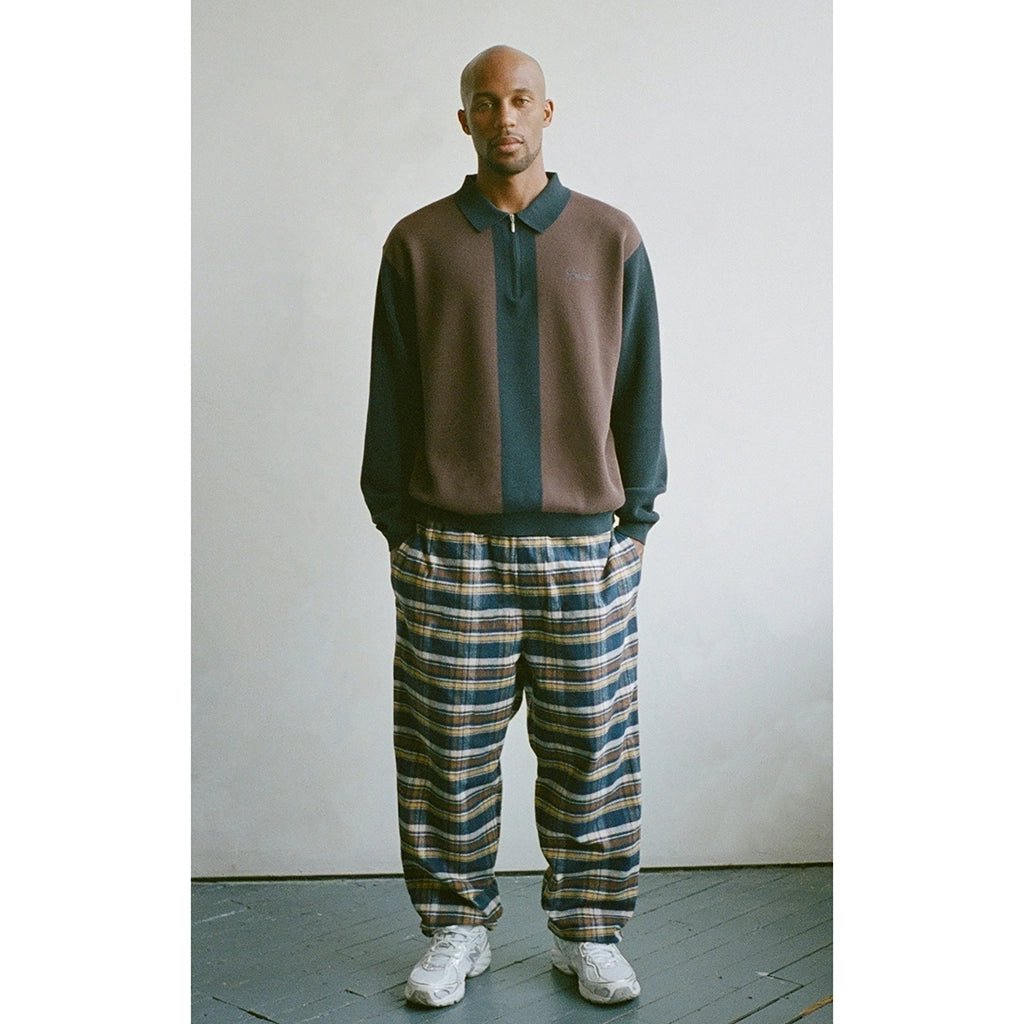 Knit Quarter Zip - Espresso/Navy - Town City