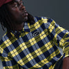 Koston Skate Flannel LS Button Up in Midnight Navy/Speed Yellow - Town City