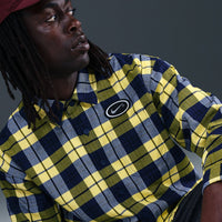 Koston Skate Flannel LS Button Up in Midnight Navy/Speed Yellow - Town City