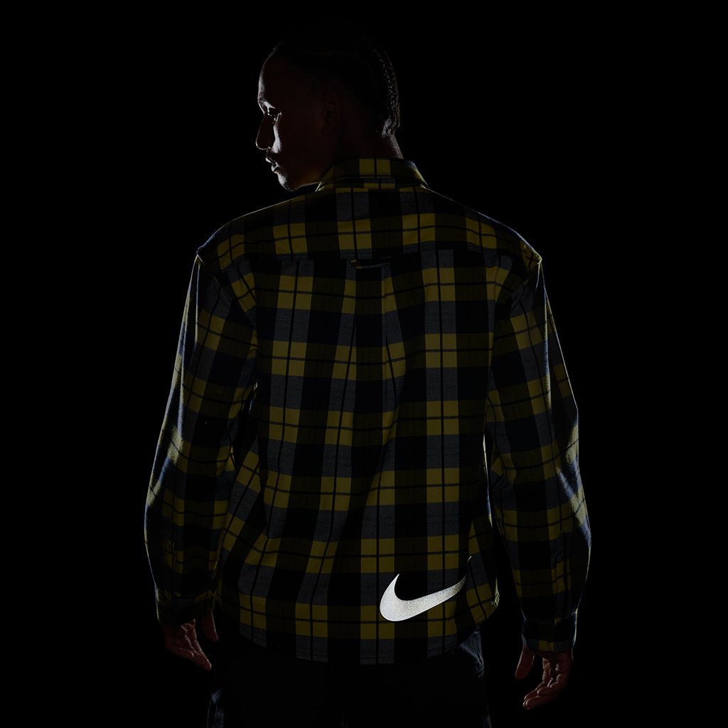 Koston Skate Flannel LS Button Up in Midnight Navy/Speed Yellow - Town City