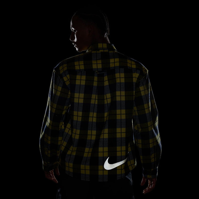Koston Skate Flannel LS Button Up in Midnight Navy/Speed Yellow - Town City