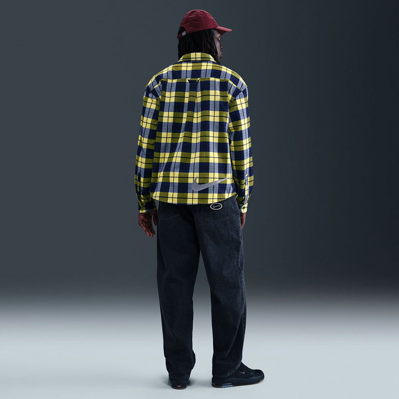 Koston Skate Flannel LS Button Up in Midnight Navy/Speed Yellow - Town City