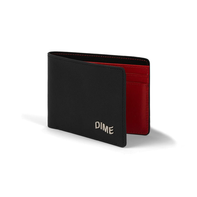 Leather Bifold Wallet - Black/Cherry - Town City