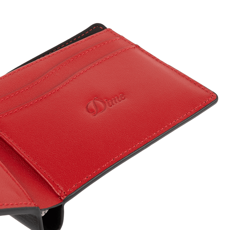 Leather Bifold Wallet - Black/Cherry - Town City