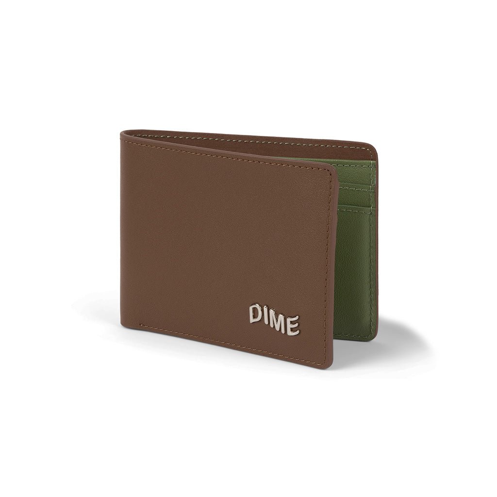 Leather Bifold Wallet - Brown/Olive - Town City