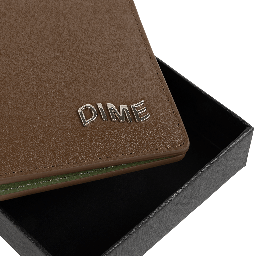 Leather Bifold Wallet - Brown/Olive - Town City