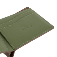 Leather Bifold Wallet - Brown/Olive - Town City