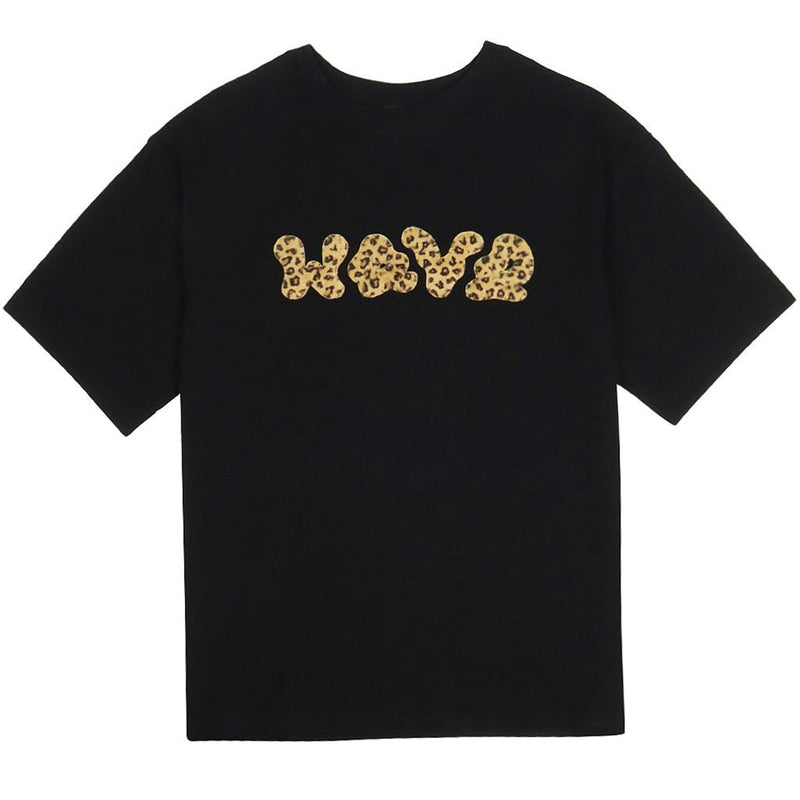 Leopard Fur Tee - Black - Town City