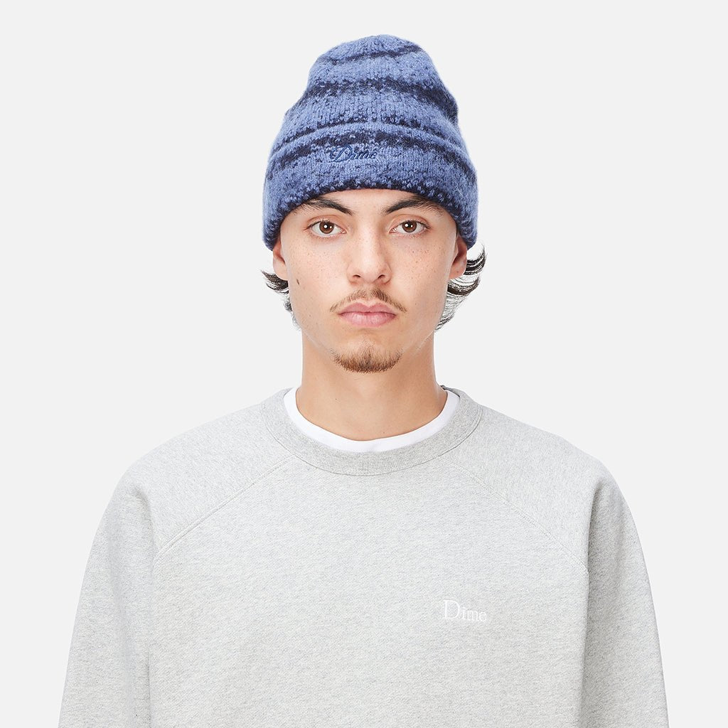 Mohair Striped Beanie - Blue - Town City