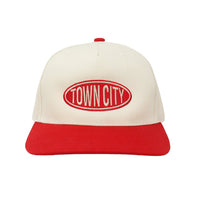 Oval Five Panel Hat - Beige/Red - Town City