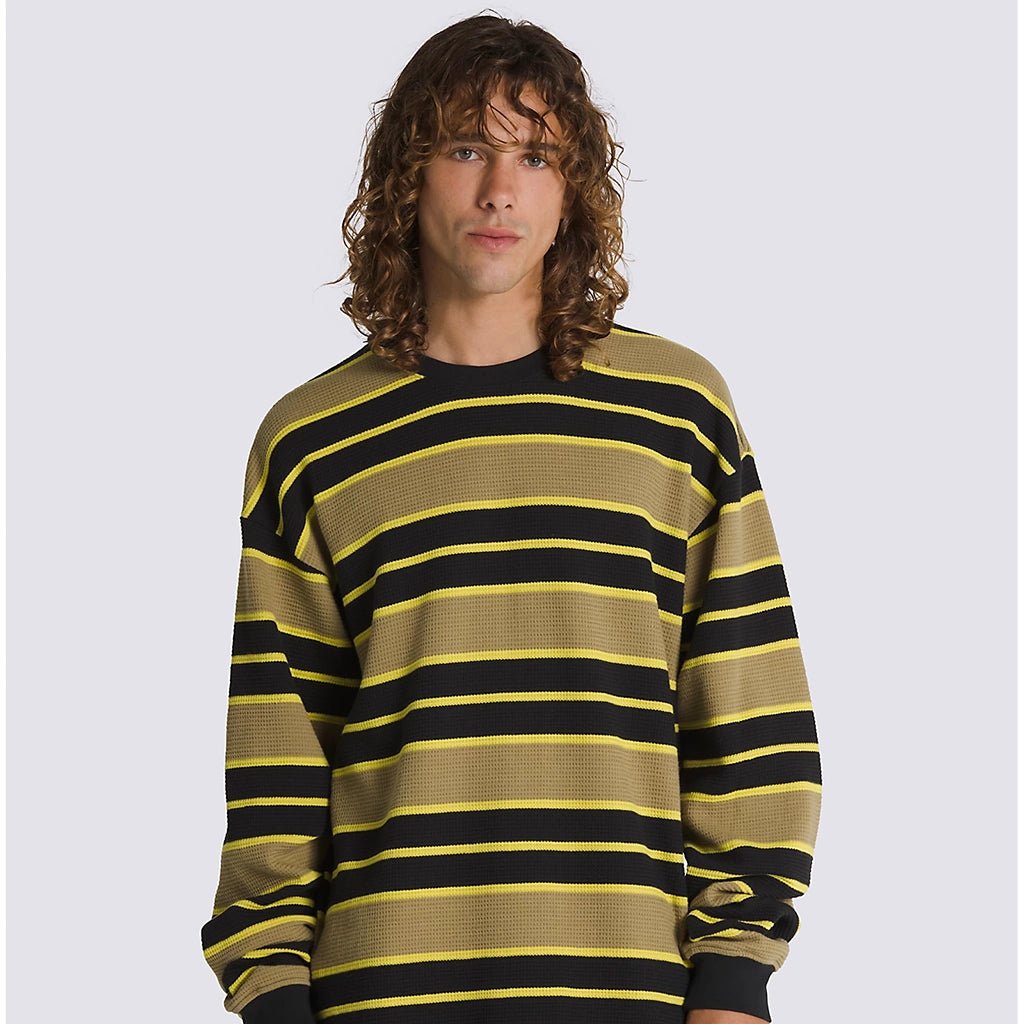 Patton Stripe Long Sleeve Knit Shirt - Gothic Olive Green/Black - Town City