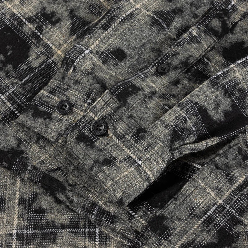 Plaid Flannel Shirt - Bleached Black - Town City