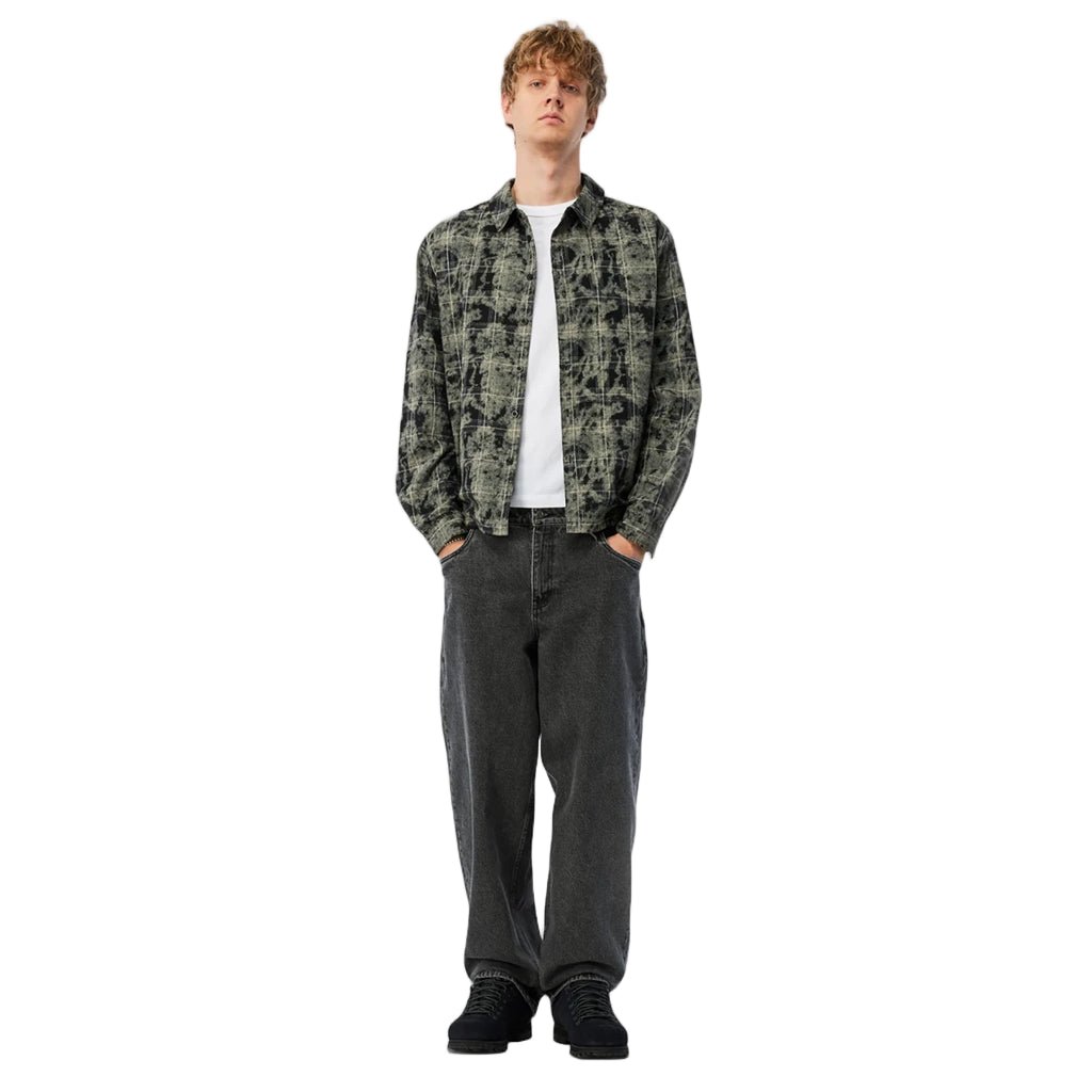 Plaid Flannel Shirt - Bleached Black - Town City