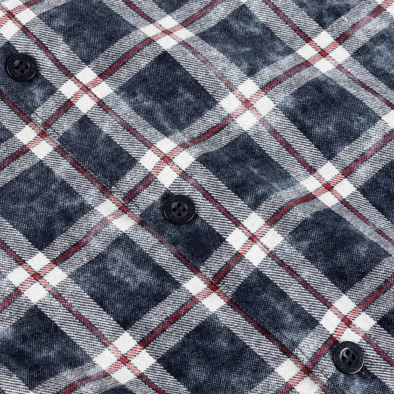Plaid Flannel Shirt - Bleached Navy - Town City