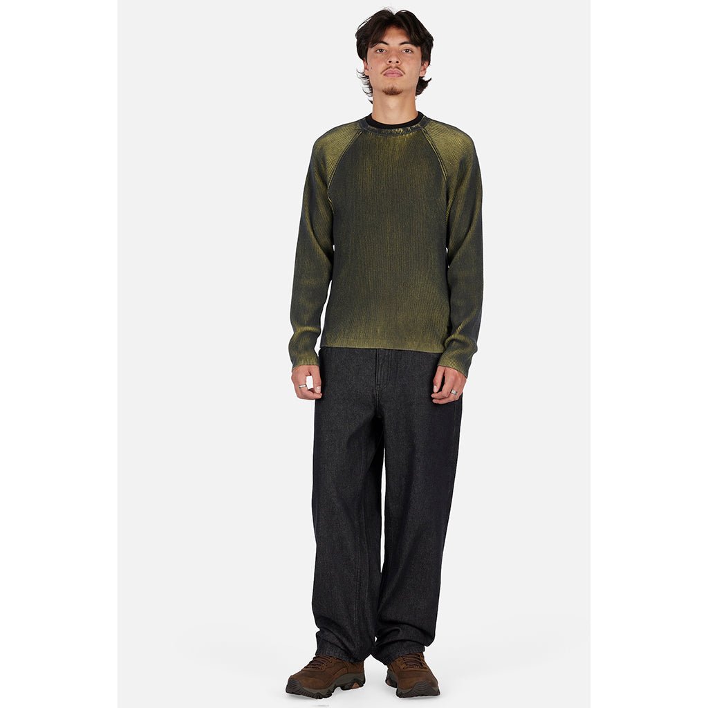 Printed Rib Sweater - Black/Yellow - Town City