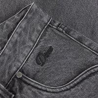 Straight Denim Pants - Faded Black - Town City