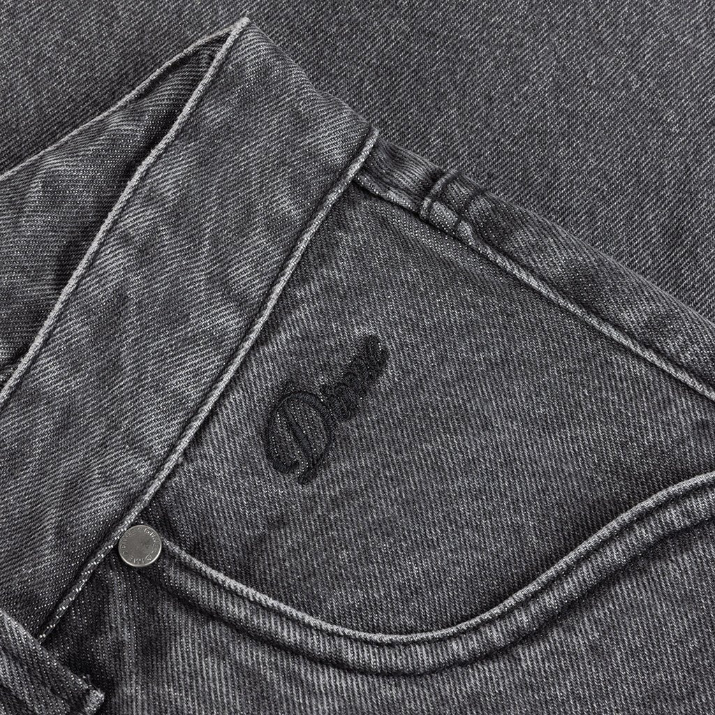 Straight Denim Pants - Faded Black - Town City