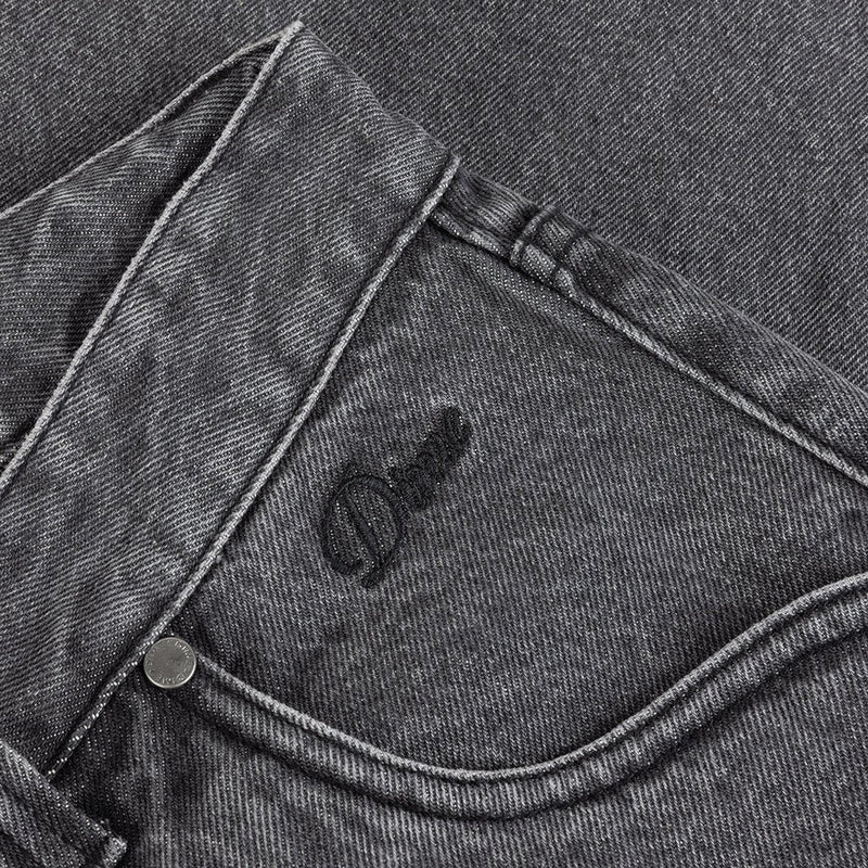 Straight Denim Pants - Faded Black - Town City