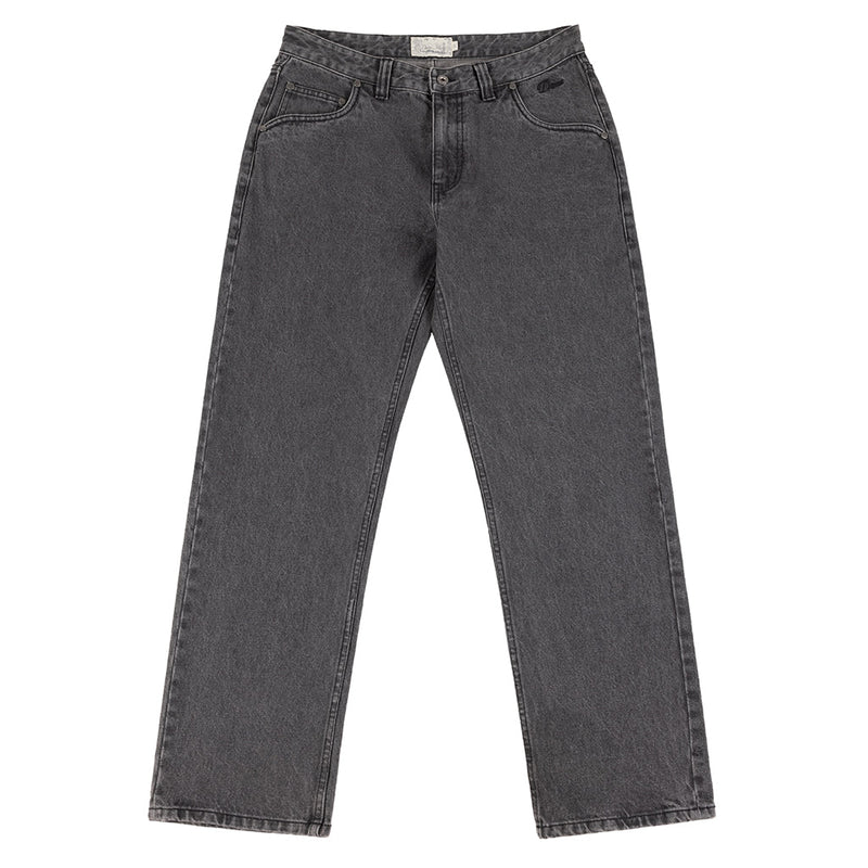 Straight Denim Pants - Faded Black - Town City