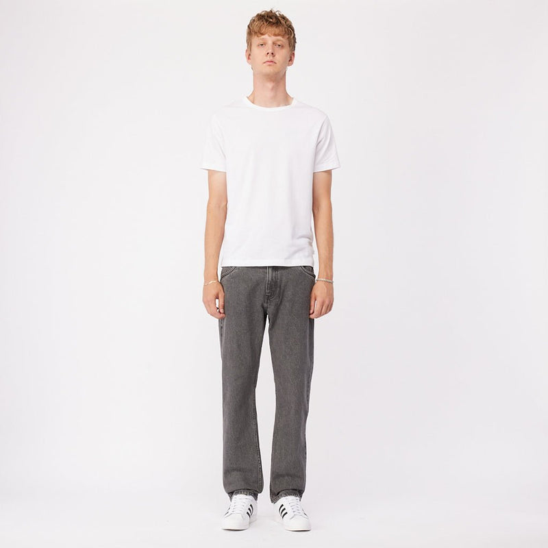 Straight Denim Pants - Faded Black - Town City
