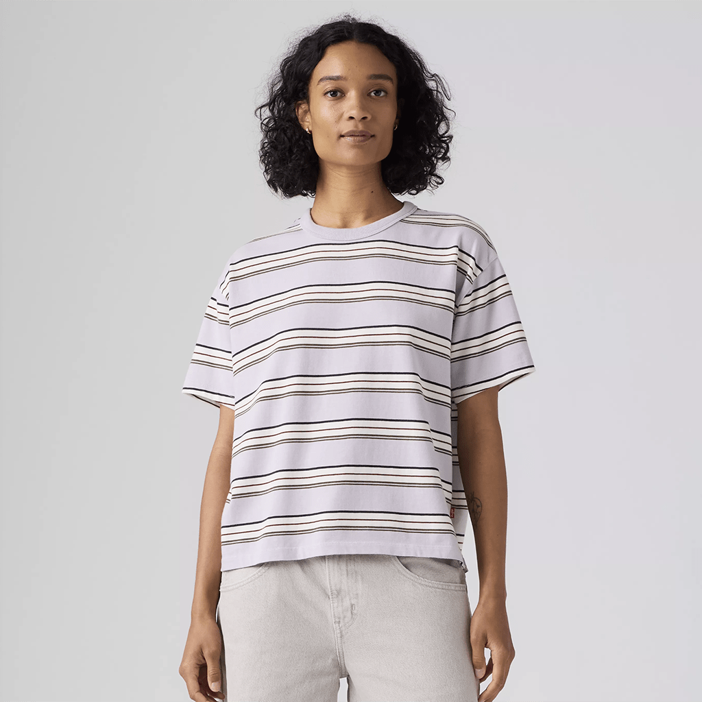 Vintage Short Sleeve Tee - Vida Stripe Lavender Blue - Town City